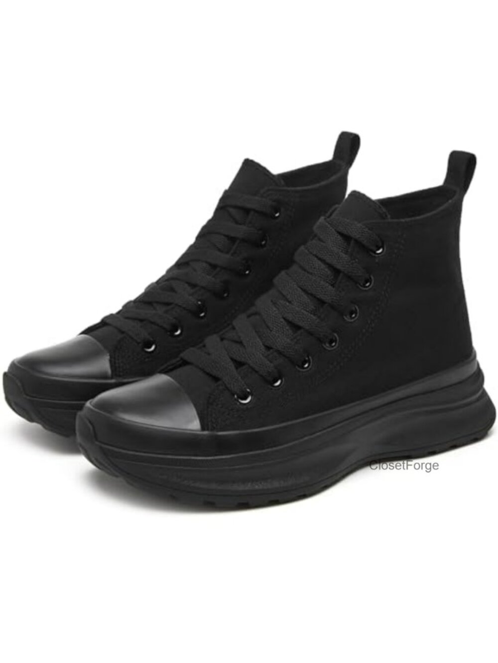 Womens High Top Platform Canvas Sneakers Lace-Up Casual Classic Shoes